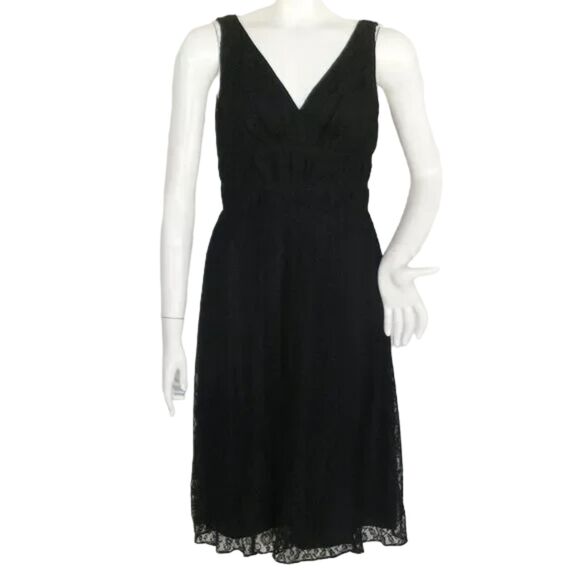 ADRIANNA PAPELL Lace Dress, 8, Evening/Cocktails, Black, Sleeveless, V-neck - Picture 1 of 13